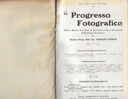 Il progresso fotografico. Rivista mensile illustrata di Fotografia e delle applicazioni scientifiche e industriali - copertina