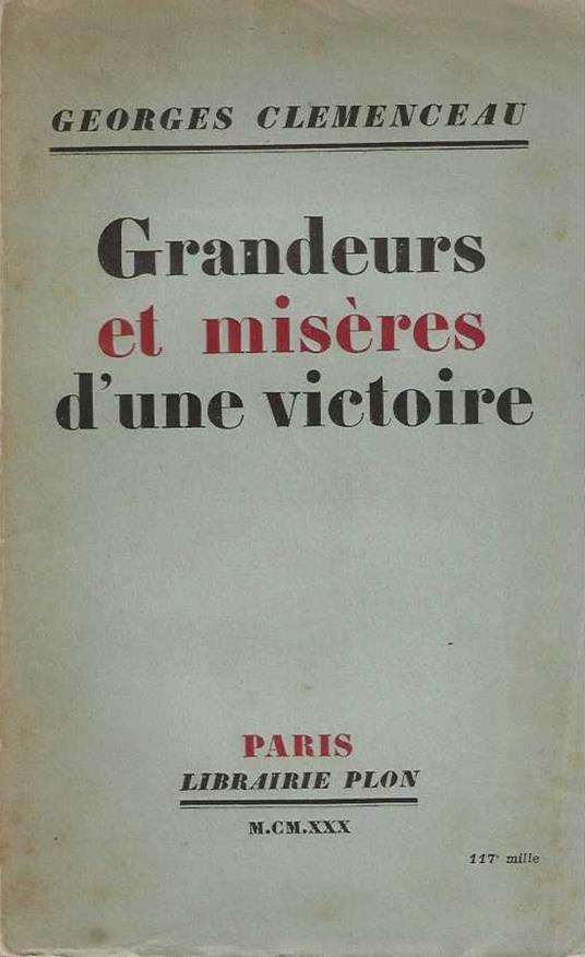 Grandeurs et misères d'une victoire - Georges Clemenceau - copertina