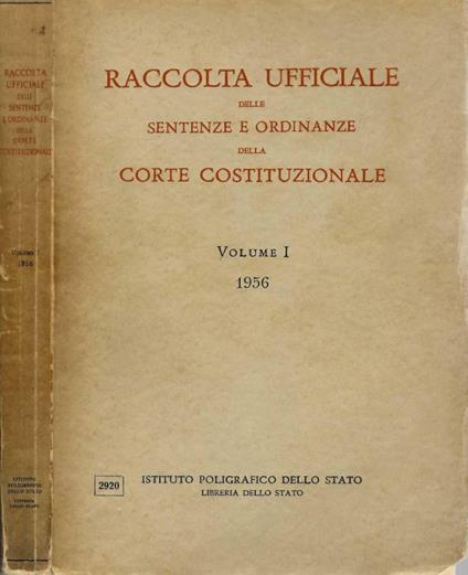 Raccolta ufficiale delle sentenze e ordinanze della corte costituzionale - copertina