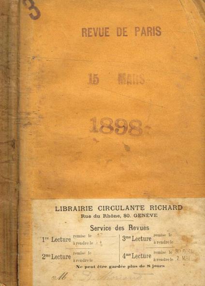 La revue de Paris n.6, 1898 - copertina