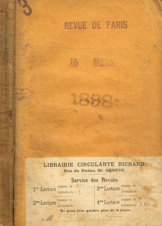 La revue de Paris n.6, 1898 - copertina
