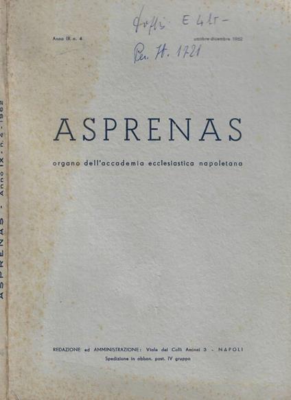 Asprenas n. 4 Anno 1962 - copertina