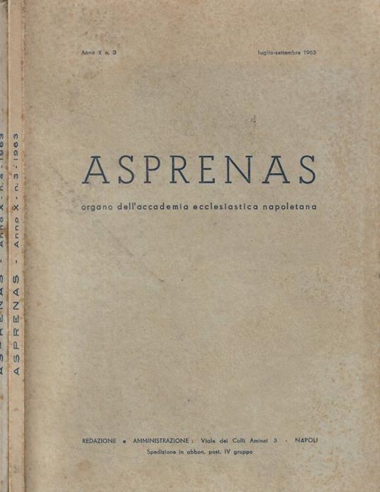 Asprenas n. 3-4 Anno 1963 - copertina