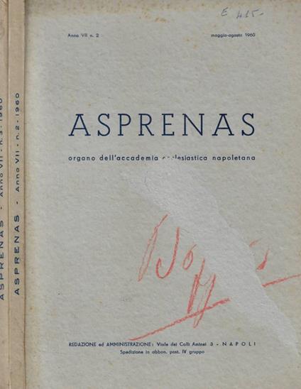 Asprenas n. 2-3 Anno 1960 - copertina