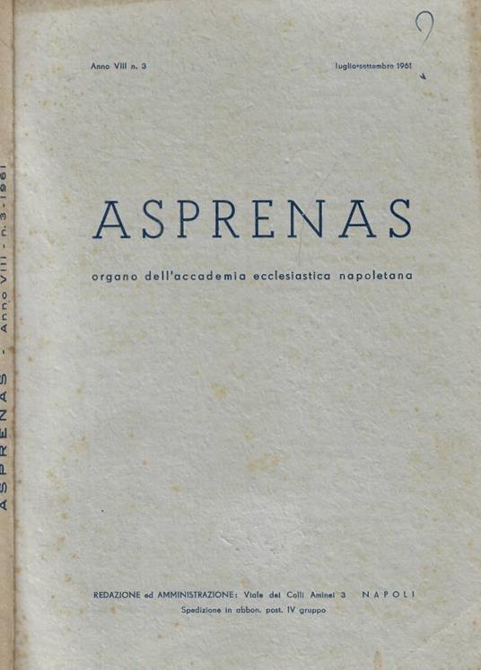 Asprenas n. 3 Anno 1961 - copertina