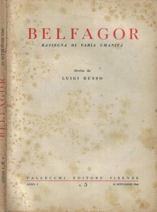 Belfagor n. 5 Anno 1946 - copertina