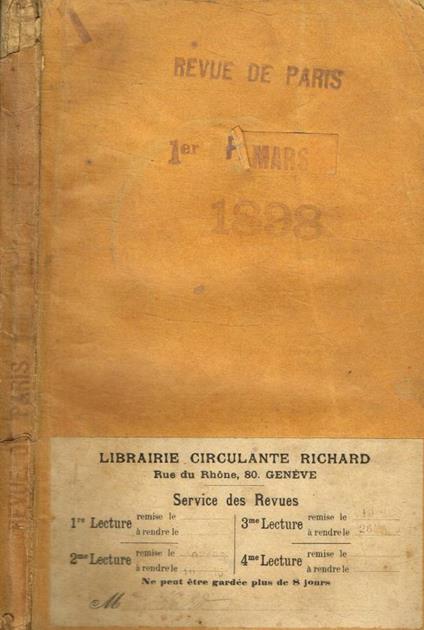 La revue de Paris n.5, 1 marzo 1898 - copertina