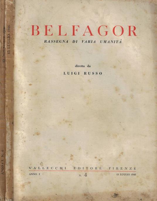 Belfagor n. 4-6 Anno 1946 - copertina