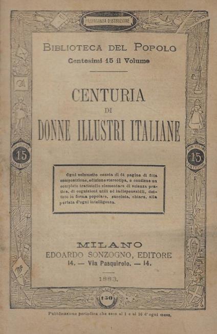 Centuria di donne illustri italiane - copertina