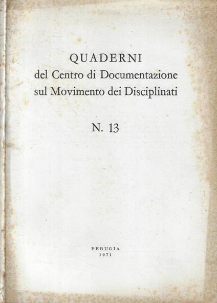 Quaderni del Centro di Documentazione sul Movimento dei Disciplinati - copertina