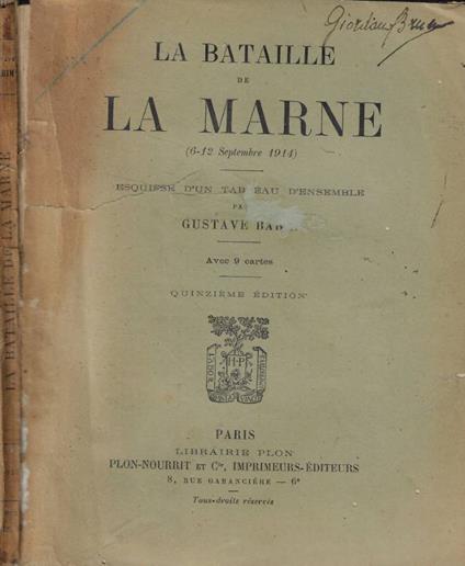 La bataille de la Marine (6-12 septembre 1914) - copertina