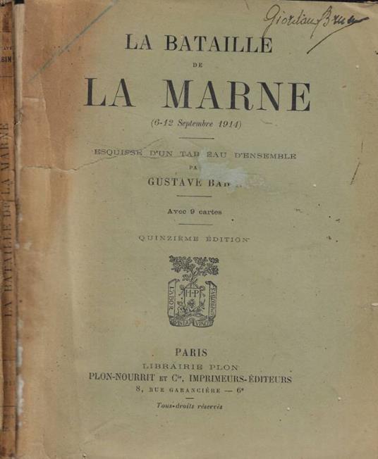 La bataille de la Marine (6-12 septembre 1914) - copertina