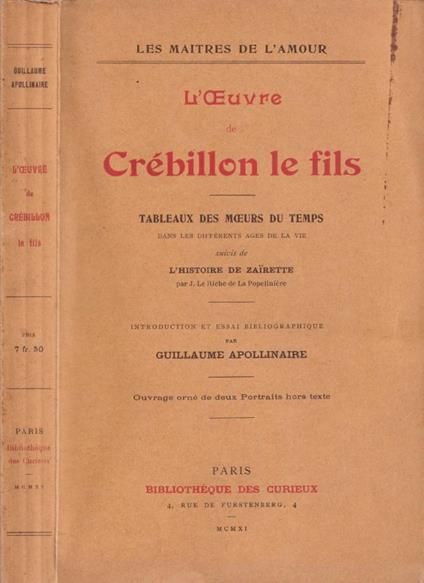 L' oeuvre de crébillon le fils - copertina
