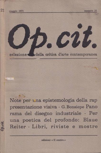 Op.cit., numero 21, 1971 - copertina