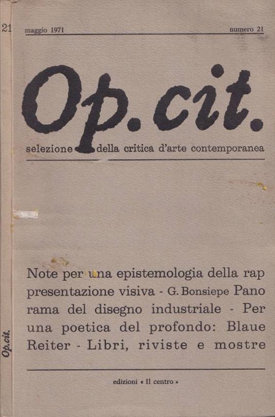 Op.cit., numero 21, 1971 - copertina