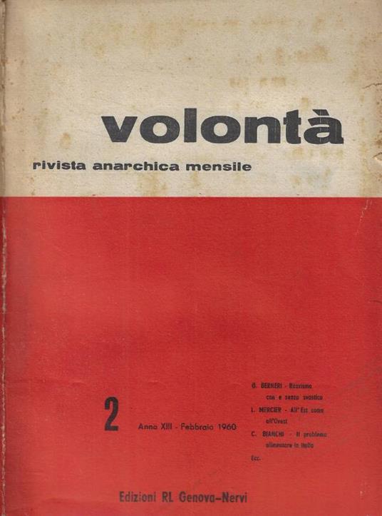 Volontà n. 2 Anno 1960 - copertina