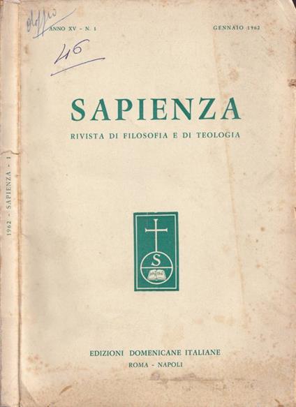 Sapienza, anno XV, n. 1, gennaio 1962 - copertina