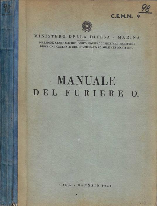 Manuale del Furiere O - copertina