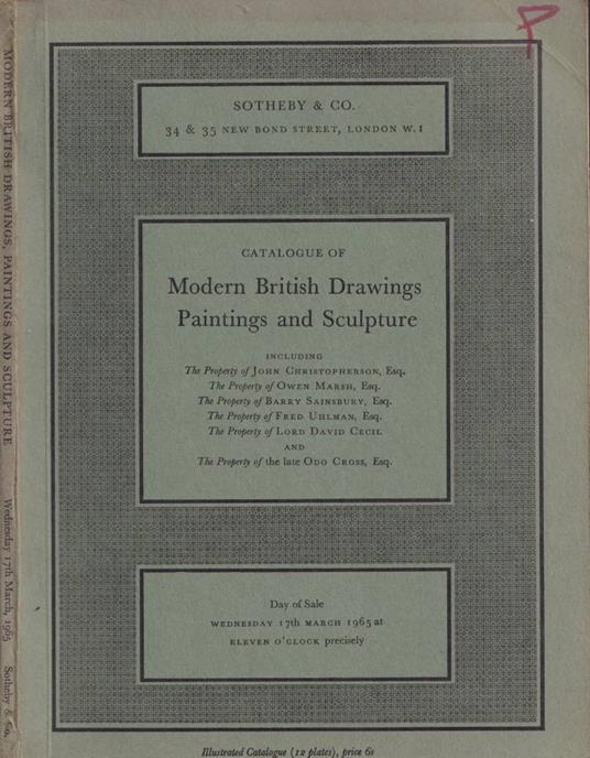 Catalogue of modern British drawings paintings and sculpture - copertina