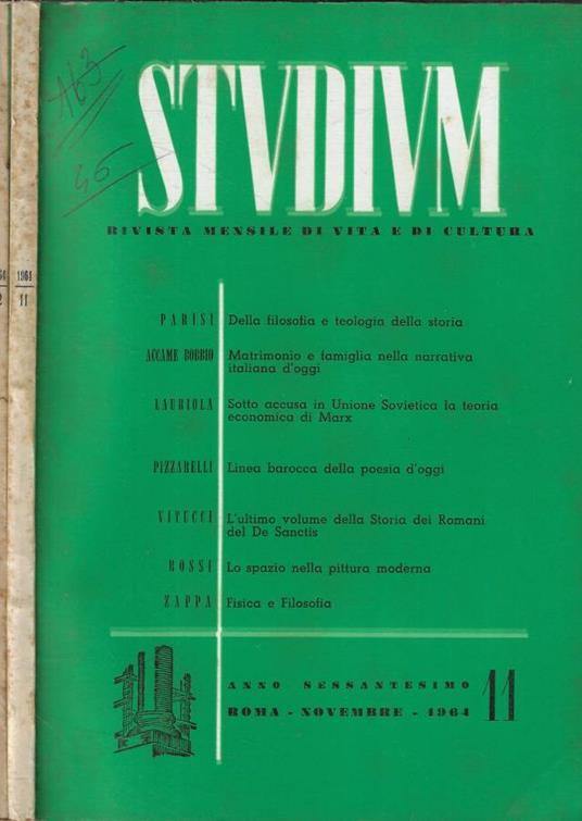 Studium n. 11-12 Anno 1964 - copertina