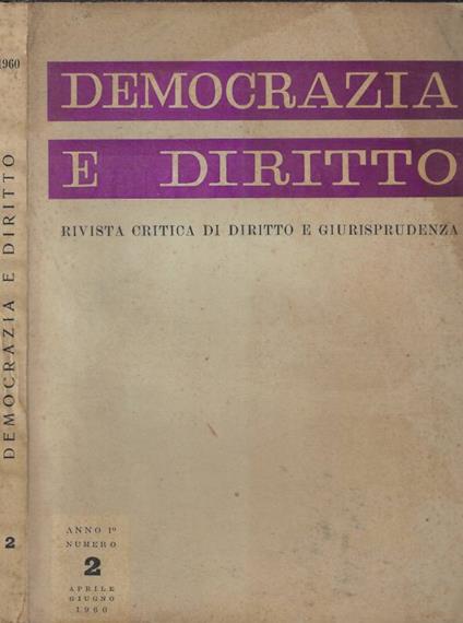 Democrazia e diritto n. 2 Anno 1960 - copertina