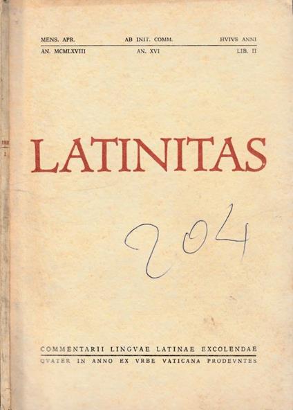 Latinitas anno XVI, n 2, 1968 - copertina