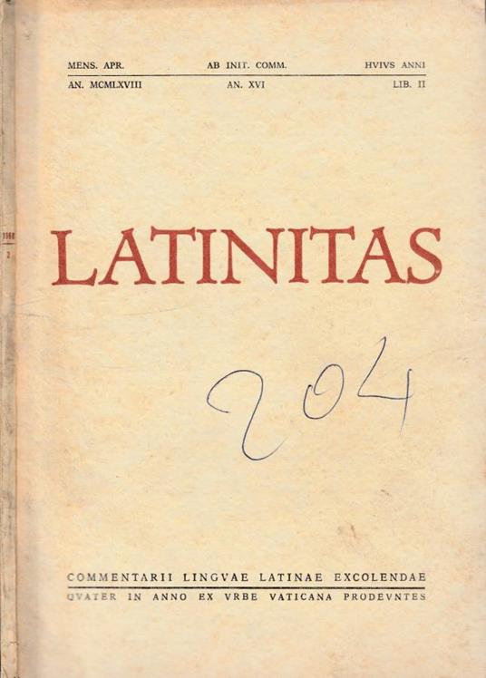 Latinitas anno XVI, n 2, 1968 - copertina
