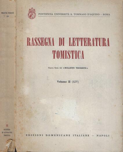 Rassegna di letteratura tomistica Vol. II- Letteratura dell'anno 1967 - copertina