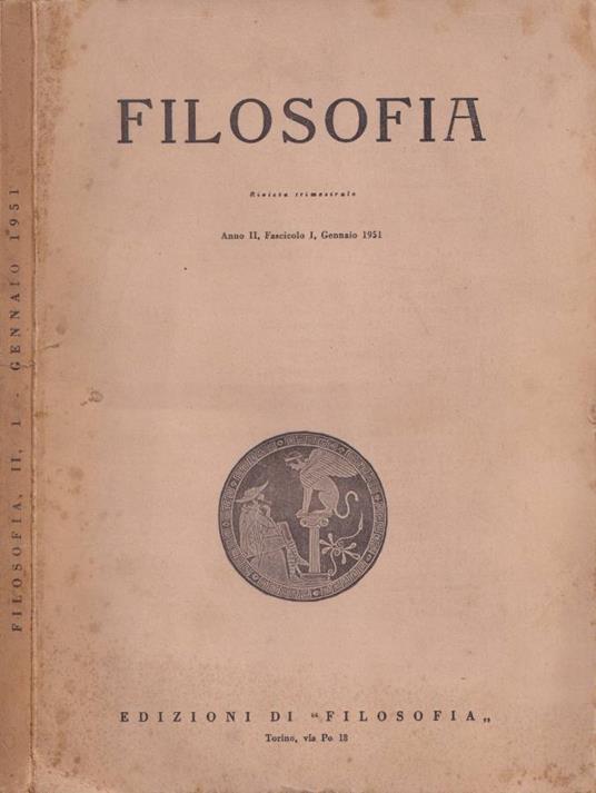 Filosofia, anno II, fascicolo I, gennaio 1951 - copertina