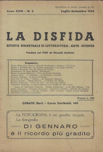 La Disfida n. 3 Anno 1952 - copertina