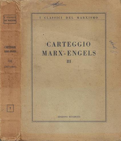 Carteggio Marx-Engels. Vol. III (1857-1860) - copertina
