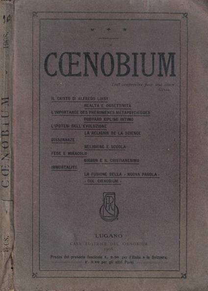 Coenobium n. 4 Anno 1908 - copertina