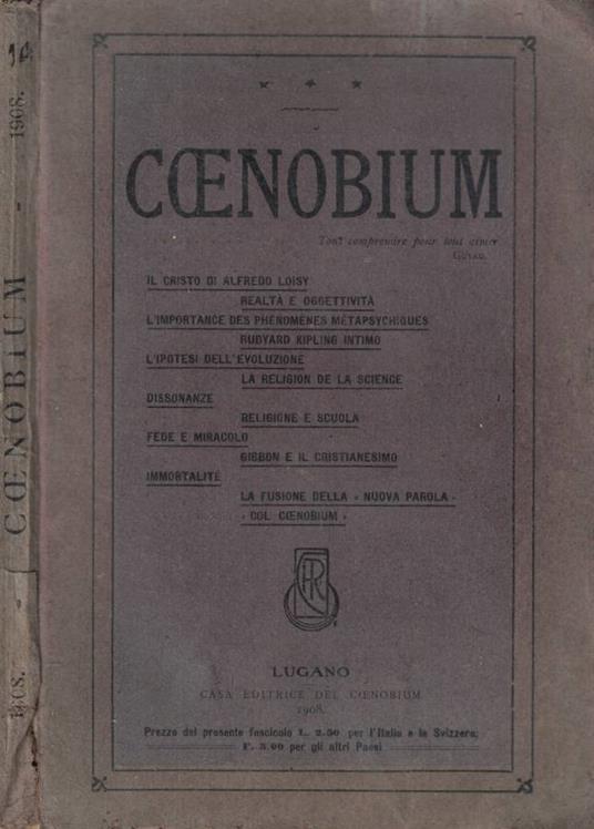 Coenobium n. 4 Anno 1908 - copertina