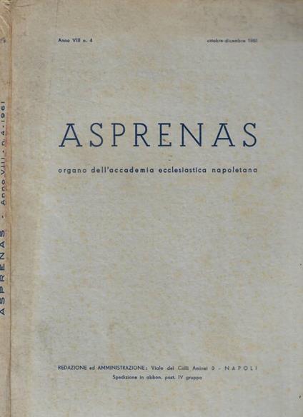 Asprenas n. 4 Anno 1961 - copertina