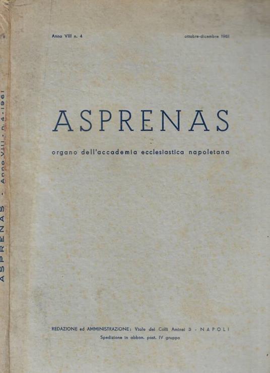 Asprenas n. 4 Anno 1961 - copertina