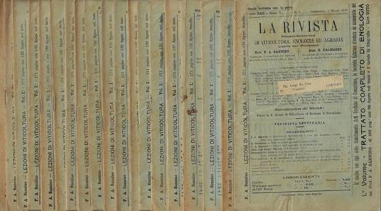 La Rivista. Periodico Quindicinale di Viticoltura, Enologia ed Agraria - Anno XXII - Serie V - 1916 - N. 5 (1 Marzo), N. 6 (15 marzo), N. 7 (1 Aprile), N. 8 (15 Aprile), N. 9 (1 Maggio), N. 10 (15 Maggio), N. 12 (15 Giugno), N. 13 (1 Luglio), N. 14 ( - copertina