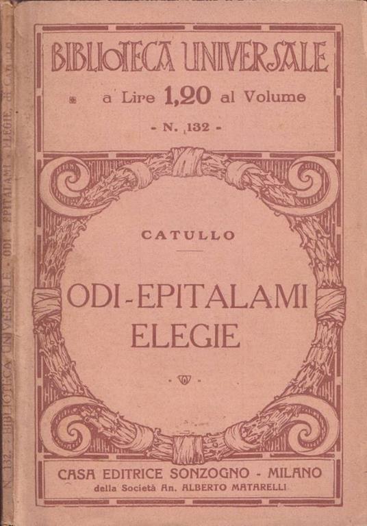 Odi-epitalami-elegie - G. Valerio Catullo - copertina