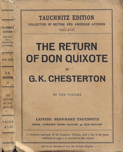The Return of Don Quixote (In one volume) - Gilbert K. Chesterton - copertina