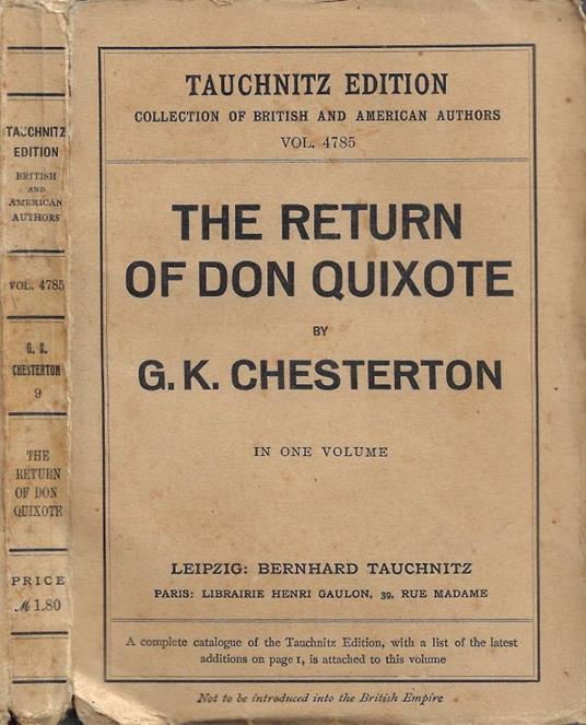 The Return of Don Quixote (In one volume) - Gilbert K. Chesterton - copertina