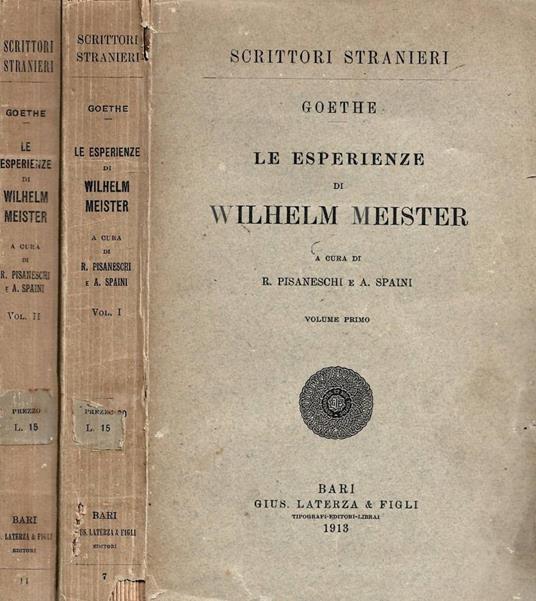 Le esperienze di Wilhelm Meister. Due volumi - Johann Wolfgang Goethe - copertina