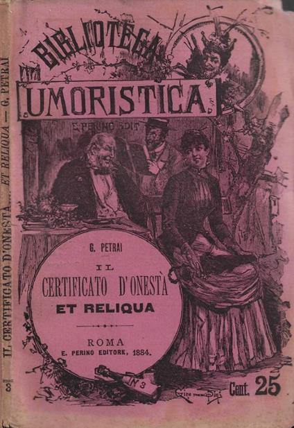 Il certificato d'onesta….. et reliqua - Giuseppe Parini - copertina