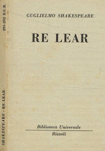 Re Lear - William Shakespeare - copertina