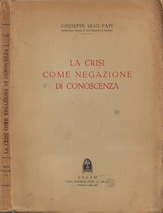 La crisi come negoziazione di conoscenza - Giuseppe Ugo - copertina