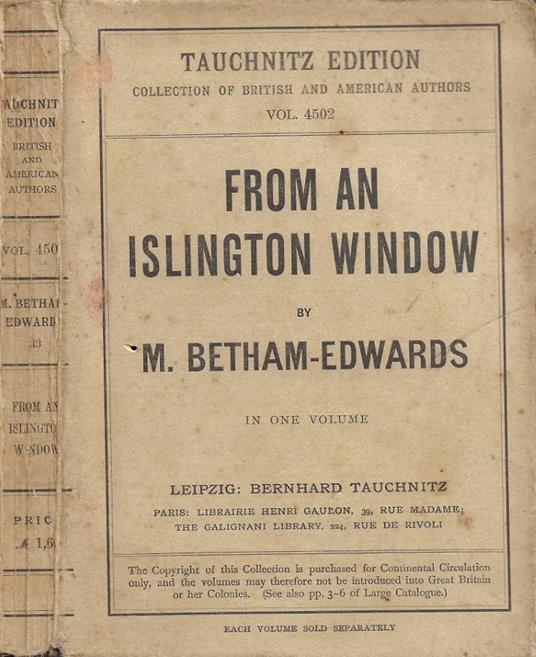 From an Islington Window - copertina