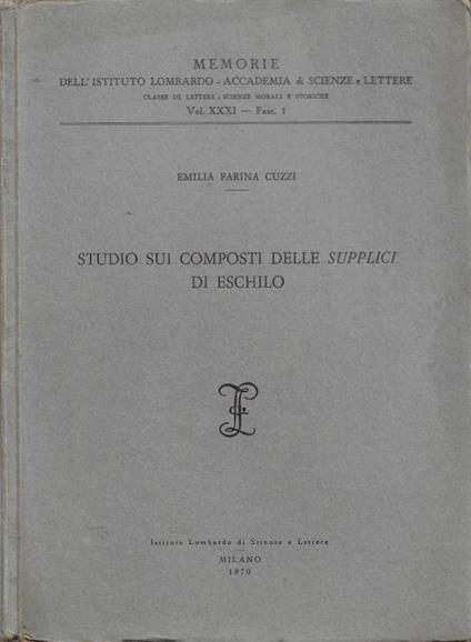 Studio sui composti delle Supplici di Eschilo - copertina