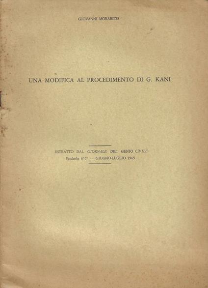 Un modifica al procedimento di G. Kani - copertina