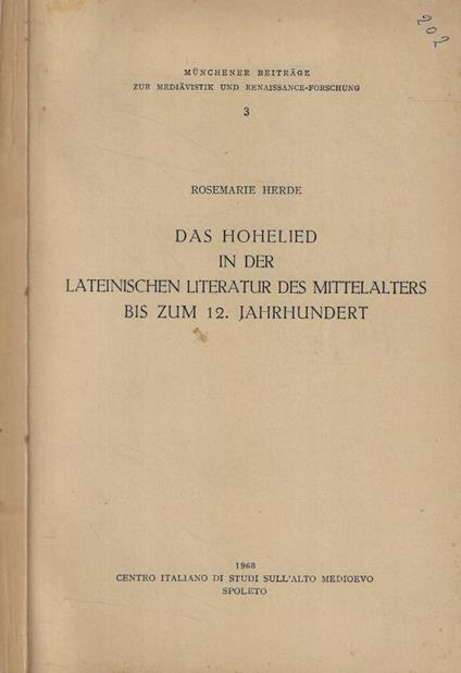 Das Hohelied in der lateinischen literatur des mittelalters bis zum 12. jahrhundert - copertina