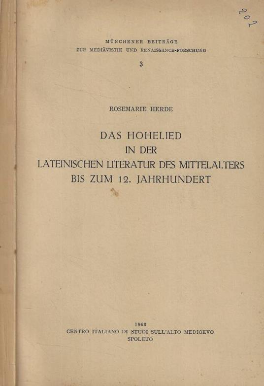Das Hohelied in der lateinischen literatur des mittelalters bis zum 12. jahrhundert - copertina