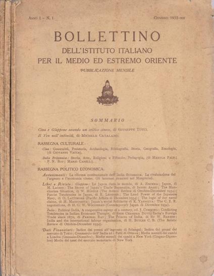 Bollettino dell'Istituto Italiano per il medio ed estremo oriente anno I, n 1,2,3 1935 - copertina