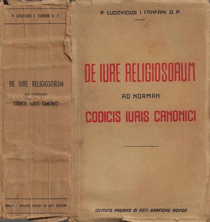 De Iure Religiosorum ad norman Codicis Iuris Canonici - copertina